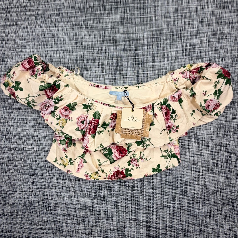 Antonio Melani Women The Style Bungalow Miraflores Floral Crop Top NWT Size 12